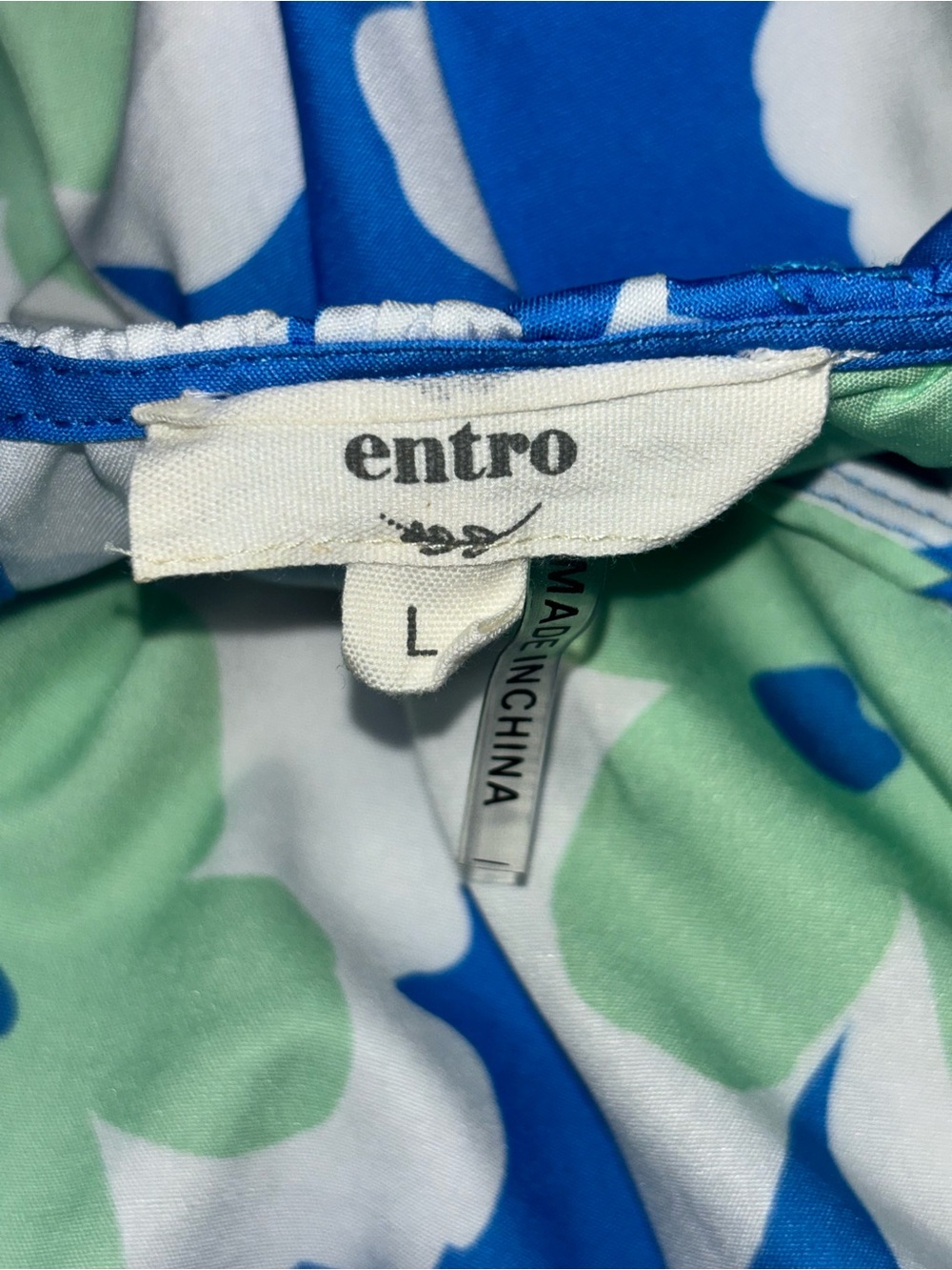 Entro Blue Mint White Oversized Floral Blouse Top Large NWOT - Picture 2 of 7